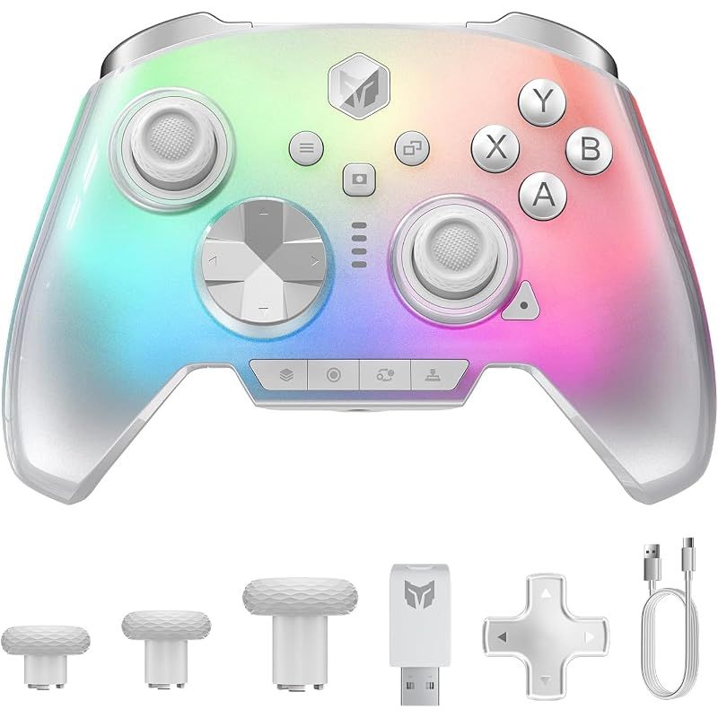 【新品】 BIGBIG WON Rainbow 3 コントローラー 8Kレベル 静電容量式スティック 2000Hzポーリングレート 16個マイクロスイッチボタン ホール＆マイクロスイッチデュアルトリガ 着脱式十字キー搭載 3.5mmオーディオジャック搭載 PC