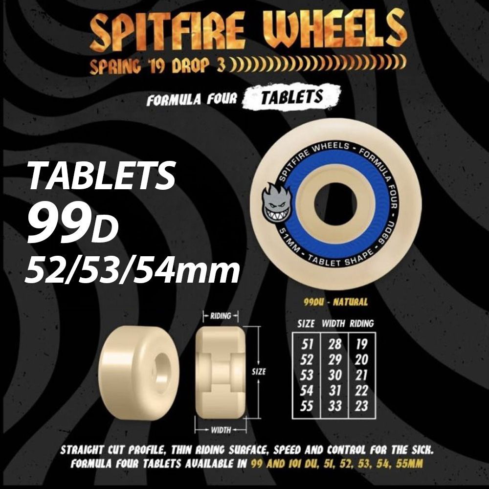 【新品】SPITFIRE FORMULA FOUR 99D TABLETS (52mm / 53mm / 54mm) 7,480円