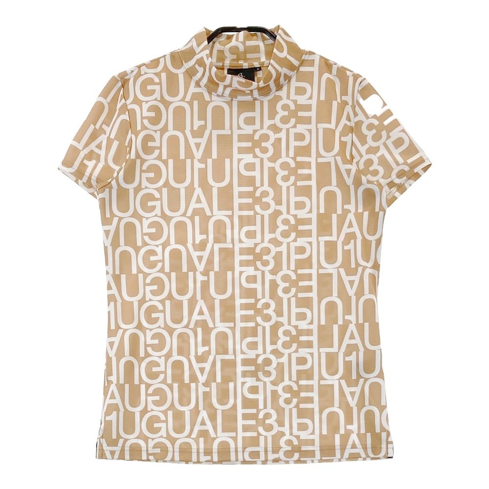 サイズ：2 1PIU1UGUALE3 GOLF GST068 ハイネック半袖 Tシャツ ロゴ総柄 ベージュ系 [240101757061] ゴルフウェア レディース ストスト