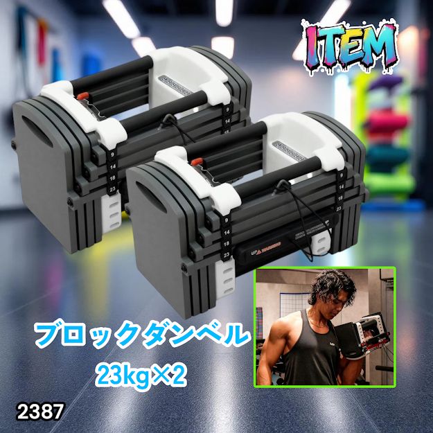 #2387 可変式 ダンベル 23kg 2個セット 12段階 簡単重量調整 省スペース 収納可能 安心 安全 ロック機能 ※北海道、沖縄本島、沖縄の離島、その他離島へは別途配送料有り