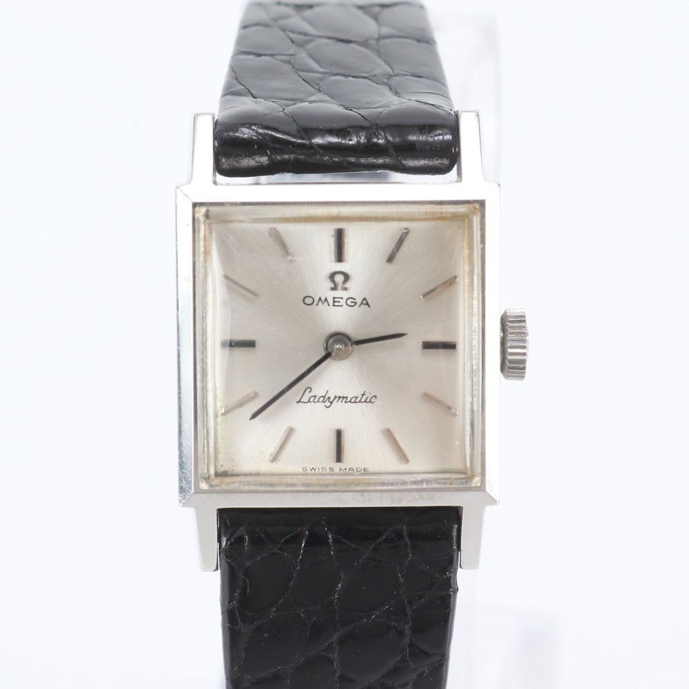 美品 OMEGA オメガ Ladymatic レディマチック クロコダイル エンボス 腕時計 シルバー 稼働 ブランド レディース UNM EO31-8【中古】