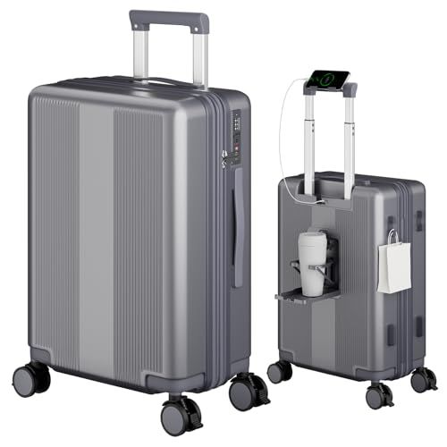 [Soolom] スーツケース 拡張機能付き 機内持ち込み 多機能 キャリーケース 軽量 大型 大容量 TSAロック搭載 ストッパー付き 携帯スタンド USBポート付き カップホルダー付き 隠しフック機能 耐衝撃 静音 360度回転 ダブルキャスター ピュ…