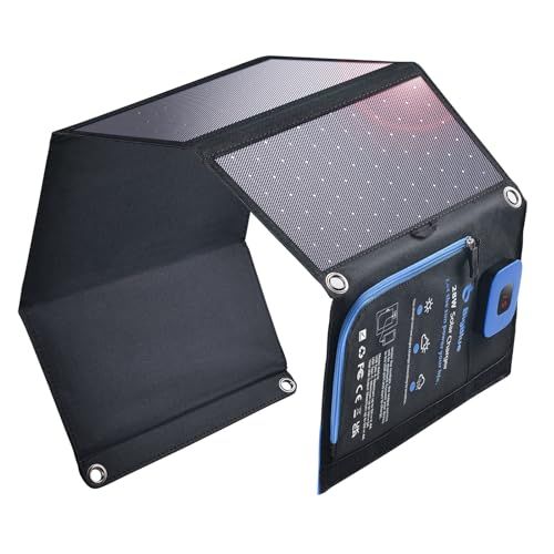★新品★【2025新登場】BigBlue 28W ソーラーチャージャー 電流計 小型 2USBポートUSB-A/USB-C出力付き 25.4％転換効率 ソーラー充電器 ソーラーチャージャー 折り畳み式 2カラビナ個 防水 地震 災害時 キャンプ アウトドア i 6,438円