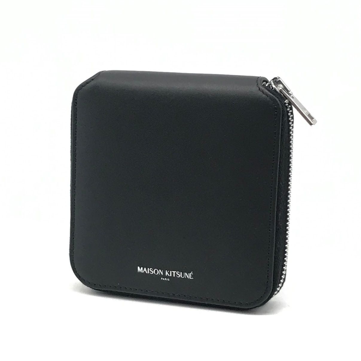 【倉吉店】 中古 MAISON KITSUNE | メゾンキツネ 二つ折り財布 WALLET ラウンドファスナー財布 QU05701LR0072 ブラック 【124】