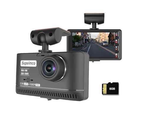 【電装店供給品 2.5K】3 inch IPSドライブレコーダー 前方400万画素 2.5k QHD画質 小型ドラレコ 前後同時録画 8GBカード付き 160度超広角 耐熱構造 スーパーキャパシタ 電波障害対策 ノイズ対策 常時録画 衝撃感知 動体検知 車…