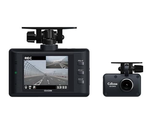 セルスター(CELLSTAR)ドライブレコーダー CS-E200 前後2カメラ 200万画素 FullHD/HDR 2.4インチ microSD(32GB)付 GPS搭載 夜間補正Ver.2搭載 CELLSTAR | 200万画素, FullHD/HDR,…