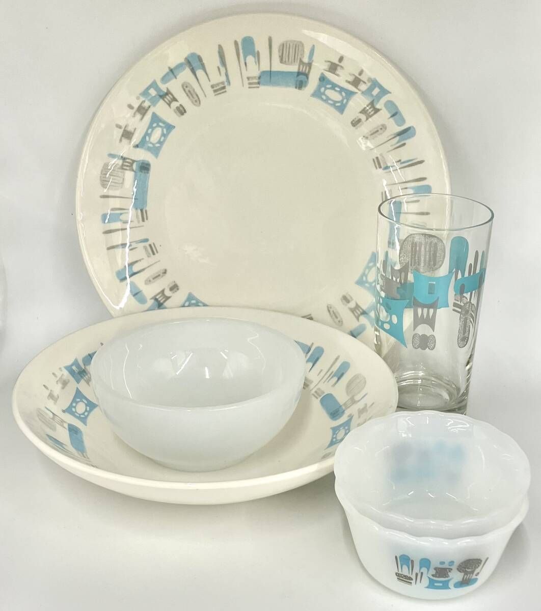 BLUE HEAVEN ブルーヘブン Royal China ディッシュセット　プレート ボウル グラス コップ