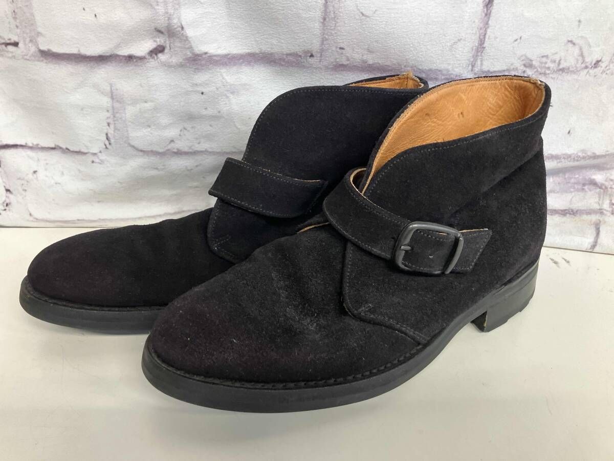 Clarks ｸﾗｰｸｽ ﾁｬｯｶﾌﾞｰﾂ ｼﾝｸﾞﾙﾓﾝｸｽﾄﾗｯﾌﾟ ｽｴｰﾄﾞ ﾌﾞﾗｯｸ 英国製 6.5 ﾚｻﾞｰ E6497YE ﾒﾝｽﾞ 春