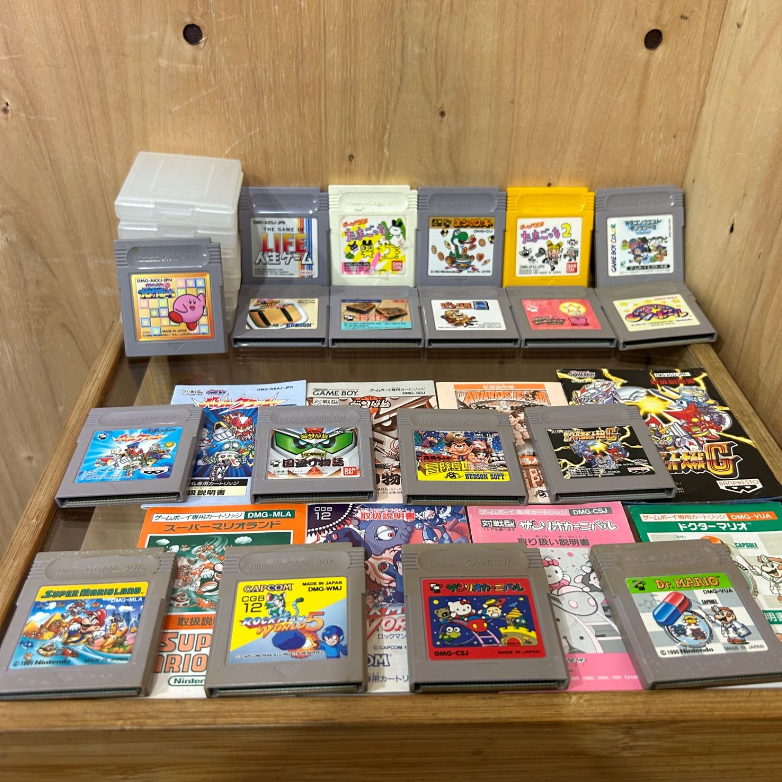 【SGM】ジャンク ゲームボーイソフト まとめ売り19本 空ケース×6 説明書数点 8,640円