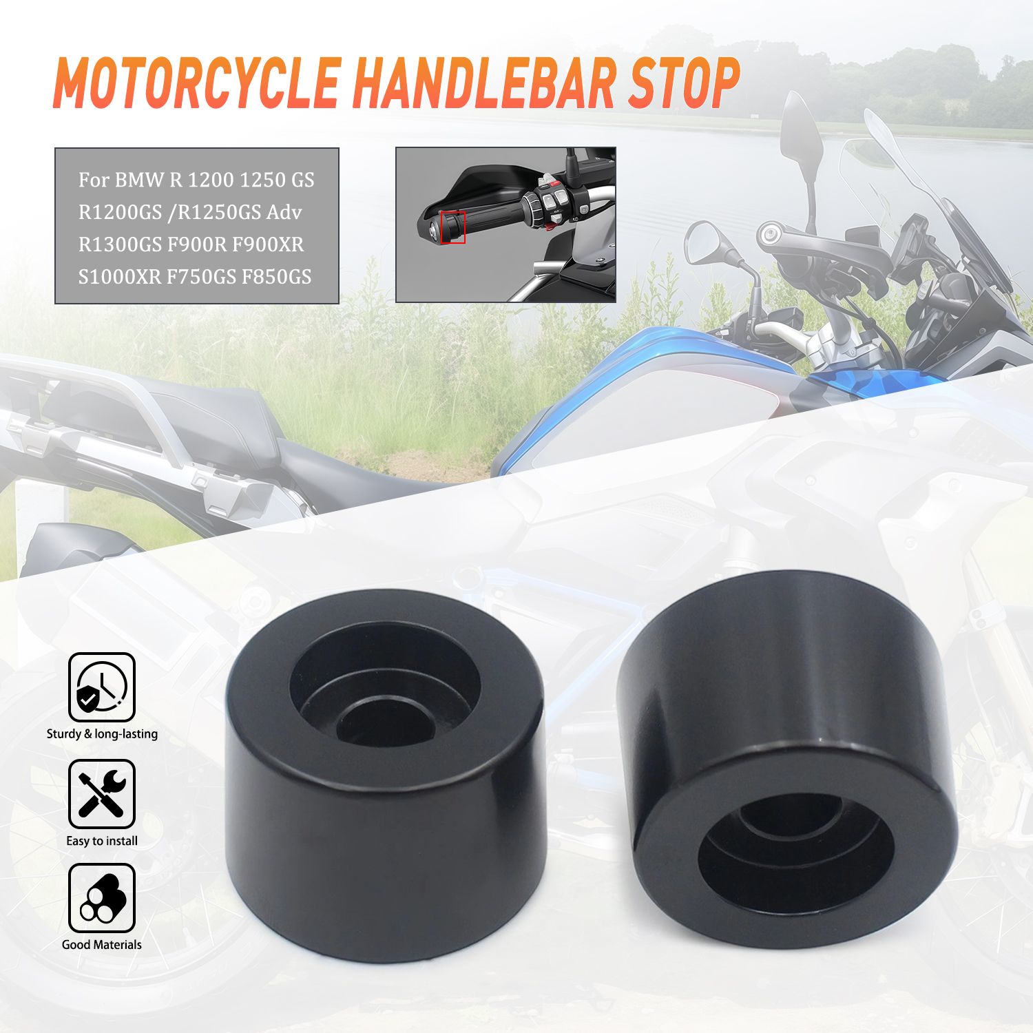 BMW R1200/1250GS/F900R/XR/S1000XR/F750GS/F850GS 用 ハンドルバーエンドプラグ ブラック 7,228円