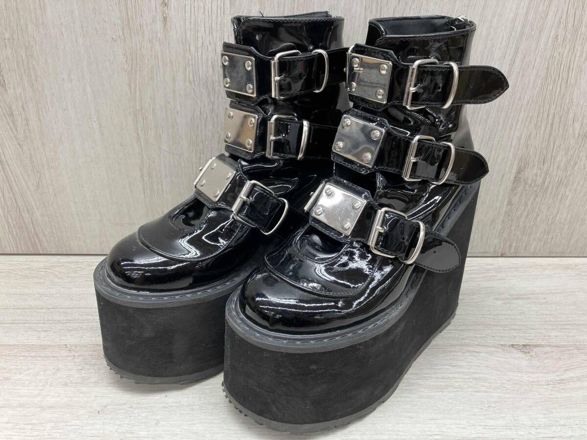 Demonia/デモニア 極厚底ウェッジショートブーツ エナメル SWING-105 メタルプレート バッグジップ US6 6,445円