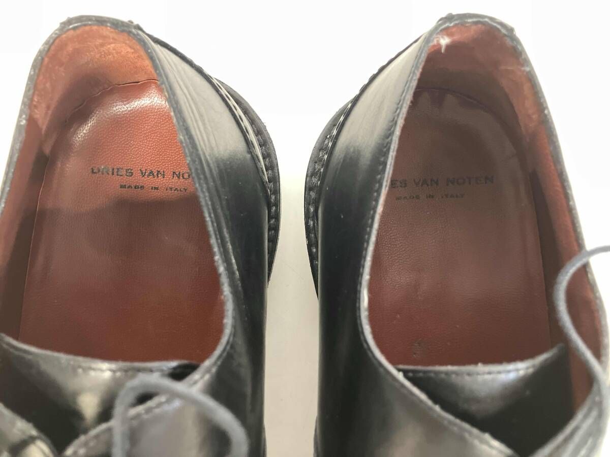 DRIES VAN NOTEN ﾄﾞﾘｽｳﾞｧﾝﾉｯﾃﾝ ﾀﾞｰﾋﾞｰｼｭｰｽﾞ ｻｲｽﾞ8 ﾚｻﾞｰ ｲﾀﾘｱ製 ﾌﾞﾗｯｸ 本革 ﾋﾞｼﾞﾈｽ 春