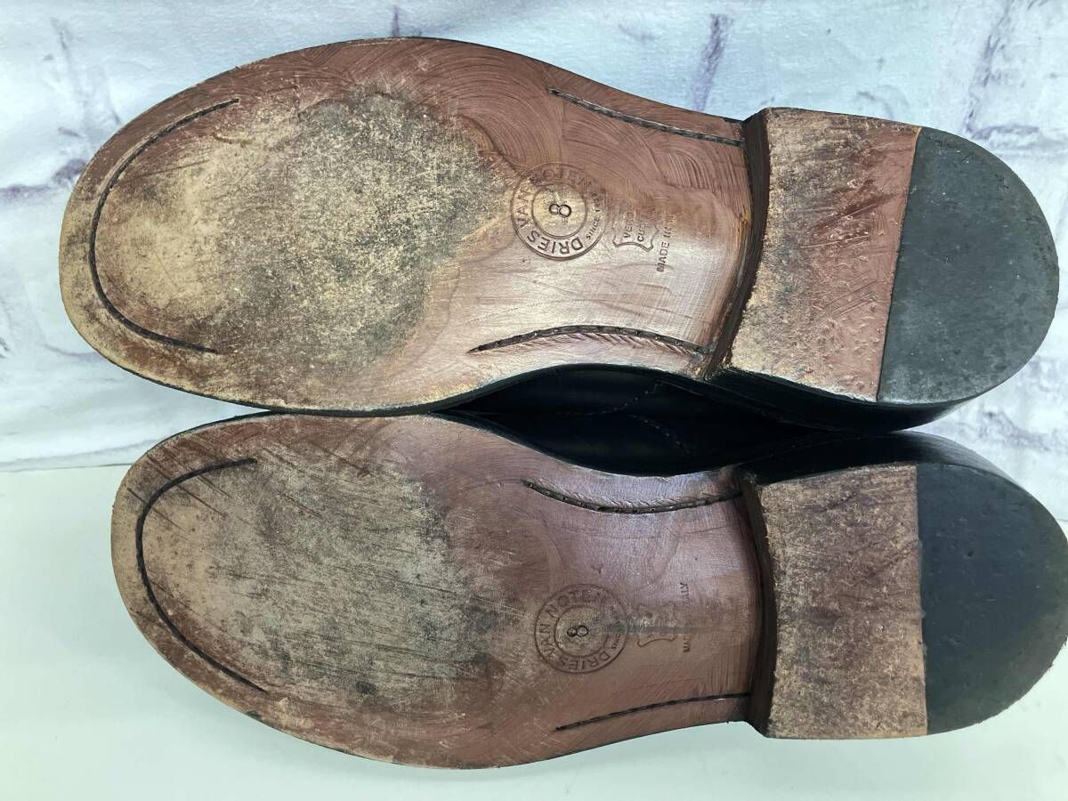 DRIES VAN NOTEN ﾄﾞﾘｽｳﾞｧﾝﾉｯﾃﾝ ﾀﾞｰﾋﾞｰｼｭｰｽﾞ ｻｲｽﾞ8 ﾚｻﾞｰ ｲﾀﾘｱ製 ﾌﾞﾗｯｸ 本革 ﾋﾞｼﾞﾈｽ 春