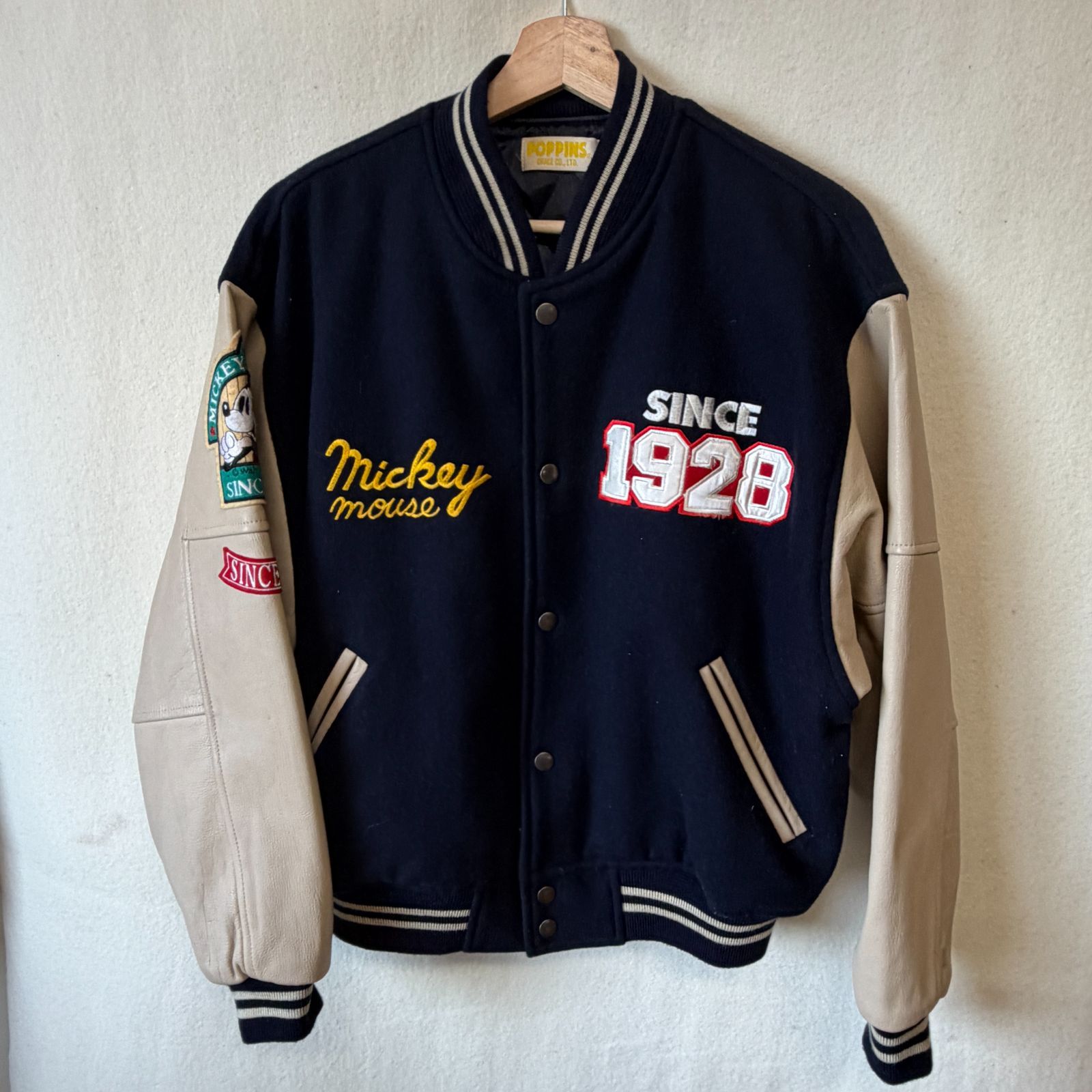 【希少/90s】POPPINS ミッキーマウス スタジャン 本革レザー M