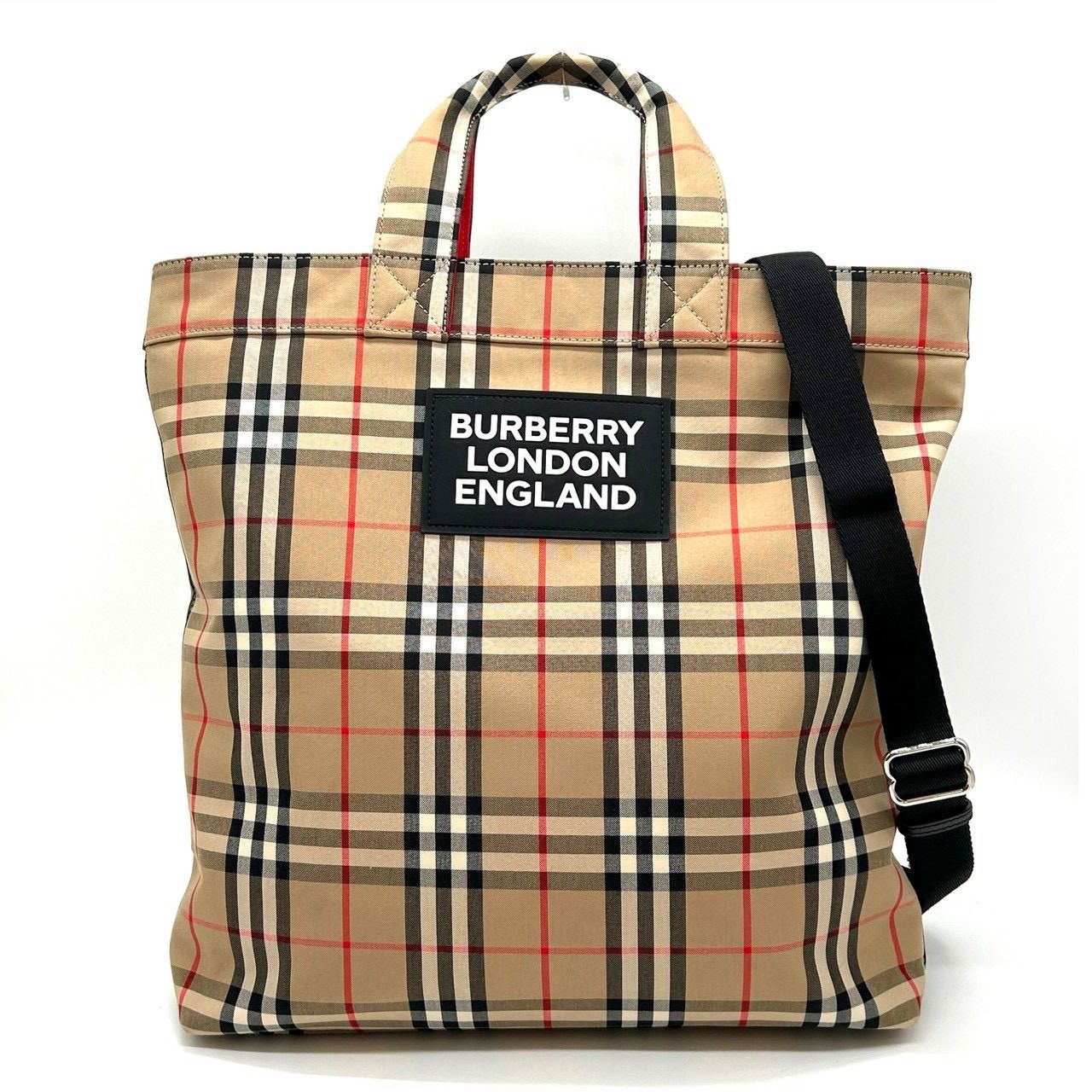 BURBERRY バーバリー ノバチェック 2WAY ハンドバッグ 8017740 ロゴ チェック ベージュ ショルダーバッグ クロスボディ 斜め掛け 手提げ ユニセックス キャンバス 42,000円