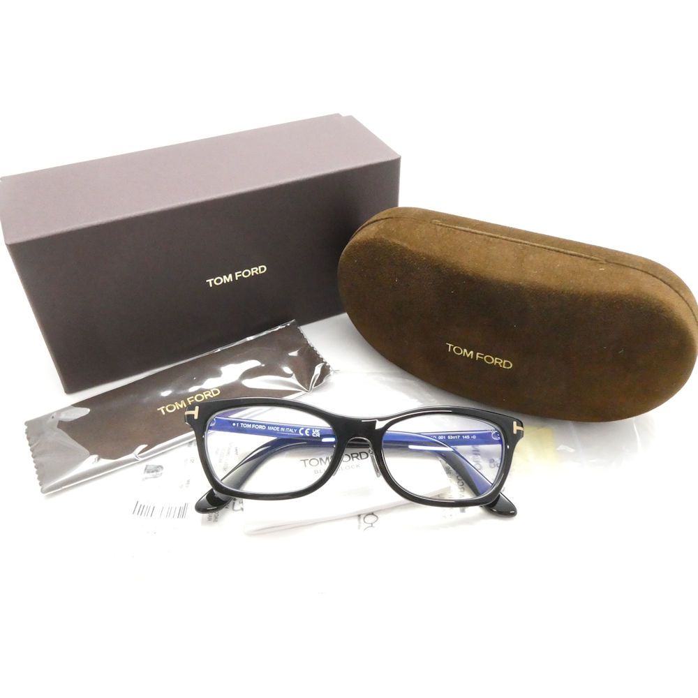 未使用 TOMFORD トムフォード TF6074 D B ECO 001 メガネ 53□17 145 眼鏡 ザングラス 度なし ブルーライトカット AN3886
