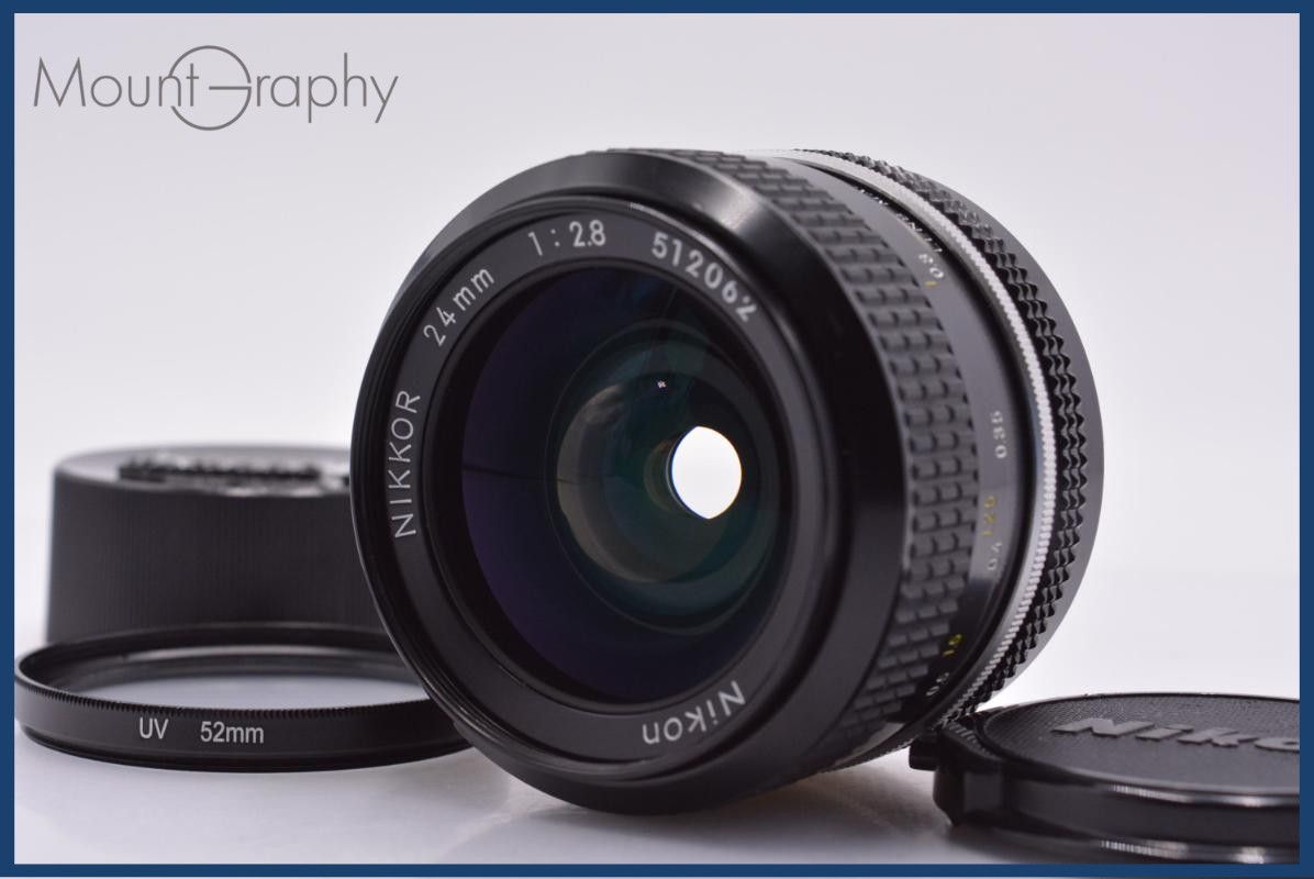 【動作保証】 ニコン Nikon NIKKOR 24mm F2.8 非Ai 前後キャップ&レンズフィルター付 同梱無料 #my1148