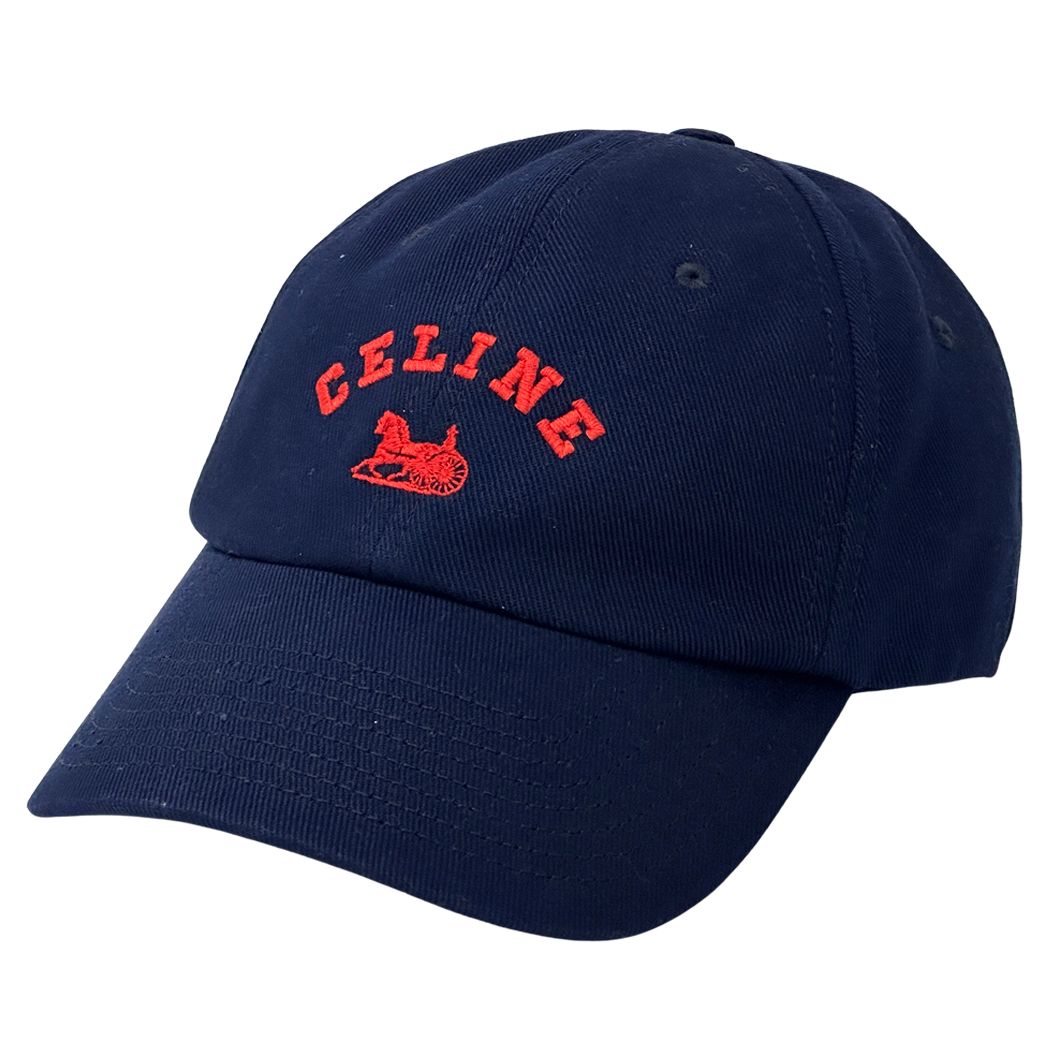 セリーヌ CELINE キャップ レディース ブランド コットン ネイビー レッド S カジュアル ユニセックス 【中古】