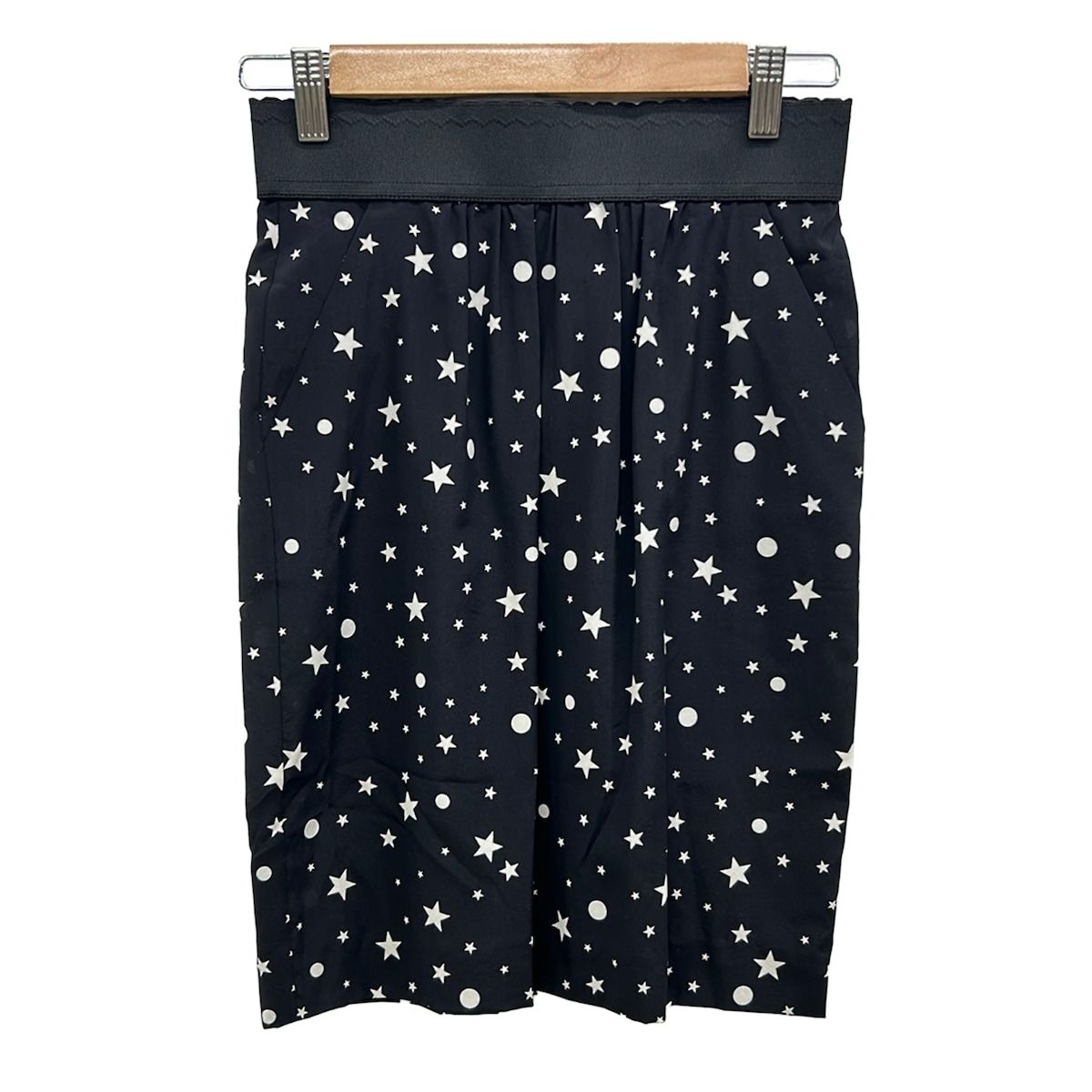 DOLCE&GABBANA(ドルチェアンドガッバーナ) スカート サイズ36 S レディース美品 - 黒×白 ひざ丈/ドット柄