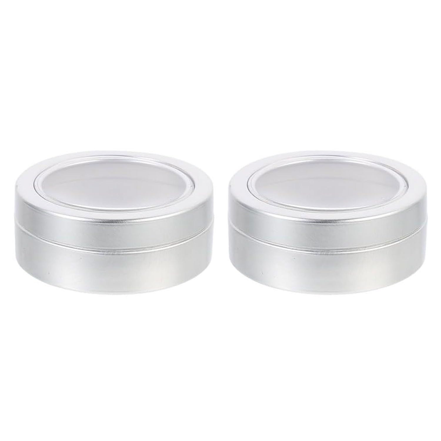 LvyilingGg 알루미늄 캔 2개 세트 25ml 45*18mm 클리어 윈도우 알루미늄 스퀘어 캡 캔 크림 케이스 화장품, 크림, 소품 보관용
