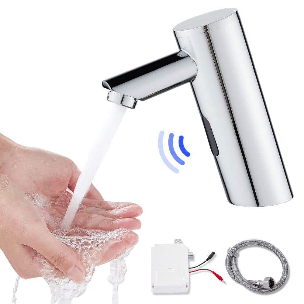 ☆新品☆洗面用蛇口 センサー水栓 自動水栓 【単冷水】 赤外線センサー蛇口 スマート 手洗い自動 電池式（バッテリーを含まなく） 真鍮製 クロム | 非接触式 節水 家庭用または公共の場所で使用 取り付け用ホース付き 7,558円