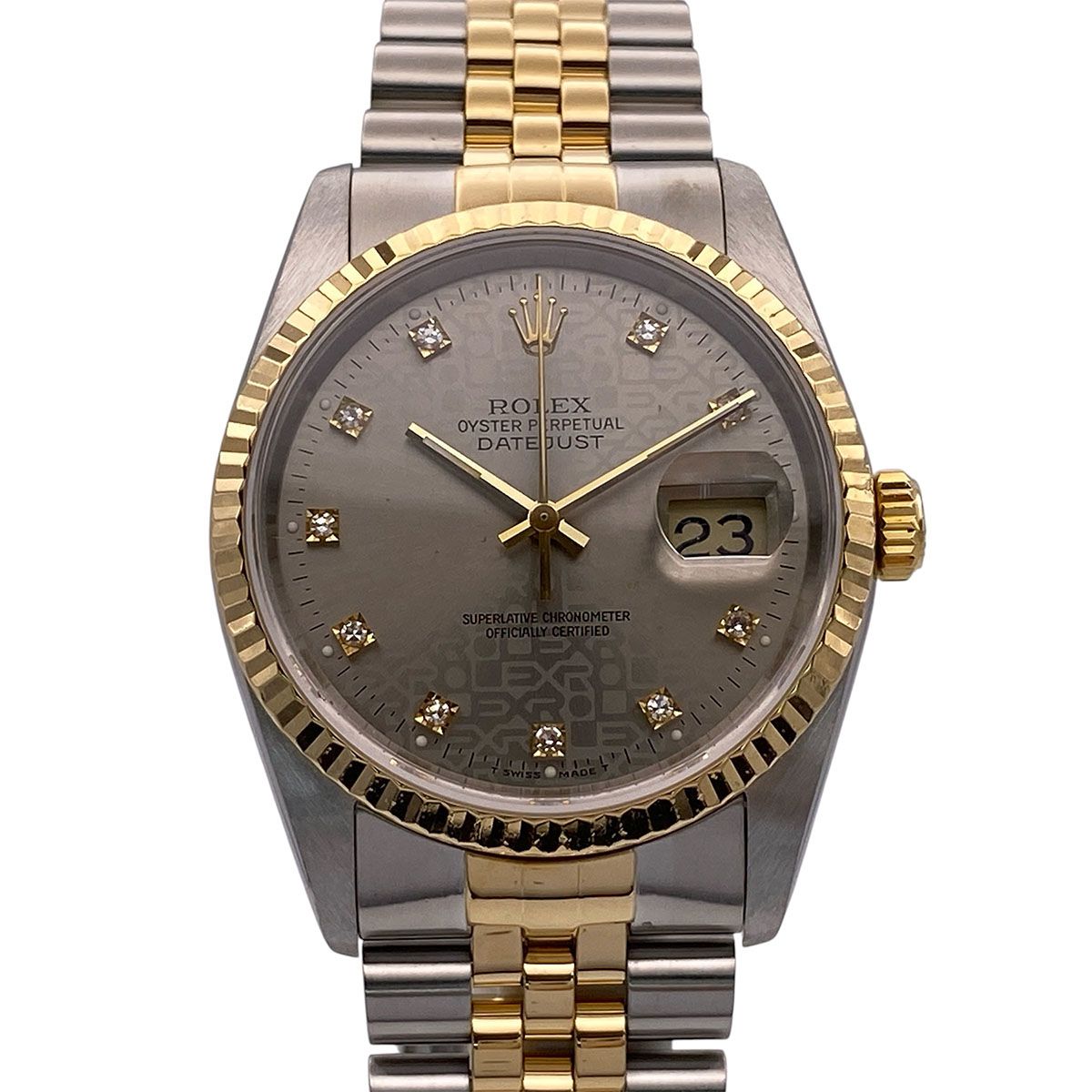 ROLEX ROLEX DATEJUST 10P DIAMOND COMPUTER DIAL E NUMBER WATCH 16233G MEN'S STAINLESS STEEL YELLOW GOLD GREY GOLD SILVER AUTOMATIC USED