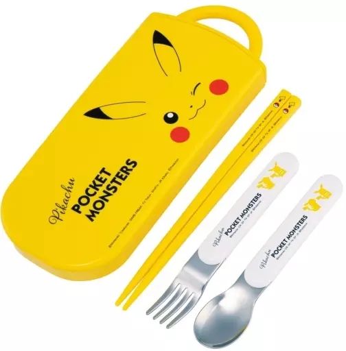 [Brand New] Cutlery Pikachu Face 23 Antibacterial Dishwasher Compatible Slide Trio Set “Pokemon”