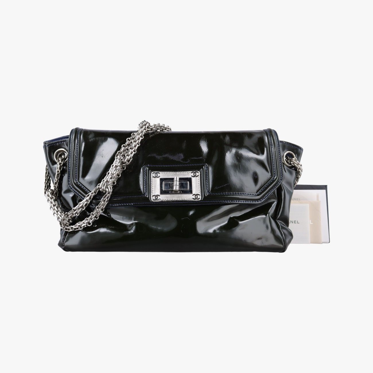 シャネルChanelチェーンフラップ グリーン パテント A46823 12682754