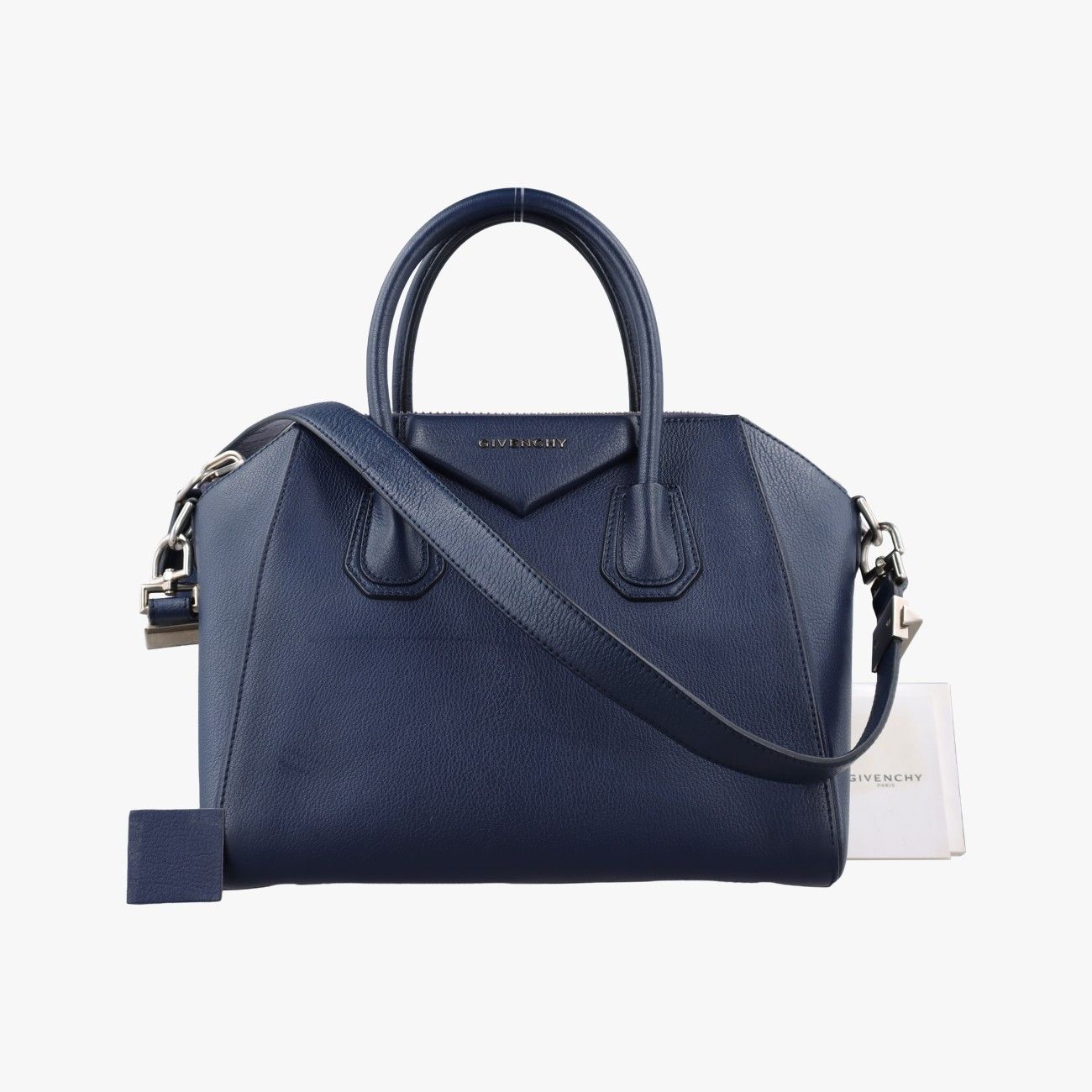 ジバンシーGivenchyアンティゴナ ネイビー レザー ZE D 0155