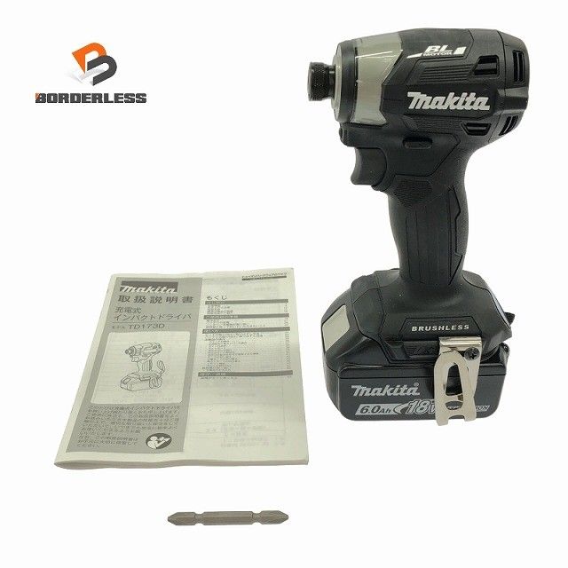 ☆箱無し 未使用品2点☆makita マキタ 18V 充電式インパクトドライバ TD173DZB 純正バッテリ BL1860B※グリスなし0回134502