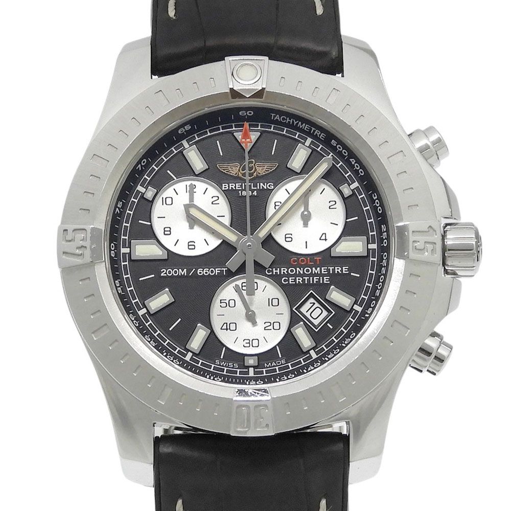 【BREITLING】ブライトリング コルト44 クロノグラフ A7338811/BD43 ステンレススチール×ラバー クオーツ クロノグラフ メンズ 黒文字盤 腕時計