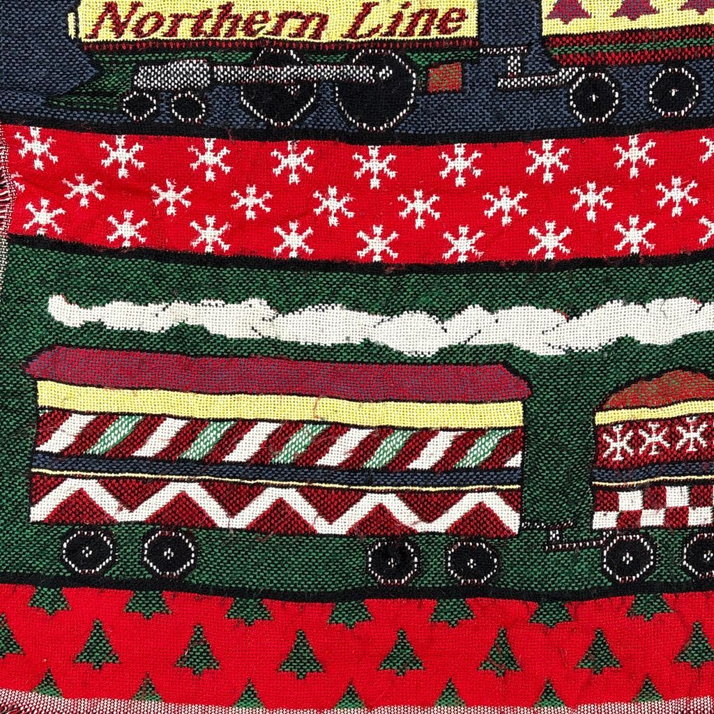 vintageラグ ブランケット マルチカバー タペストリー クリスマス 列車