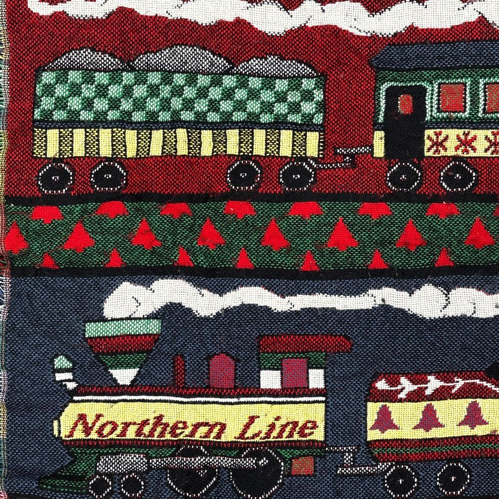 vintageラグ ブランケット マルチカバー タペストリー クリスマス 列車