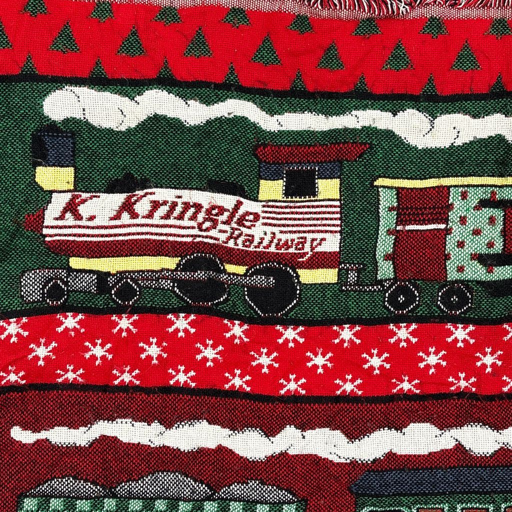 vintageラグ ブランケット マルチカバー タペストリー クリスマス 列車