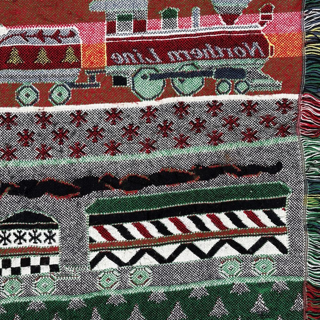 vintageラグ ブランケット マルチカバー タペストリー クリスマス 列車