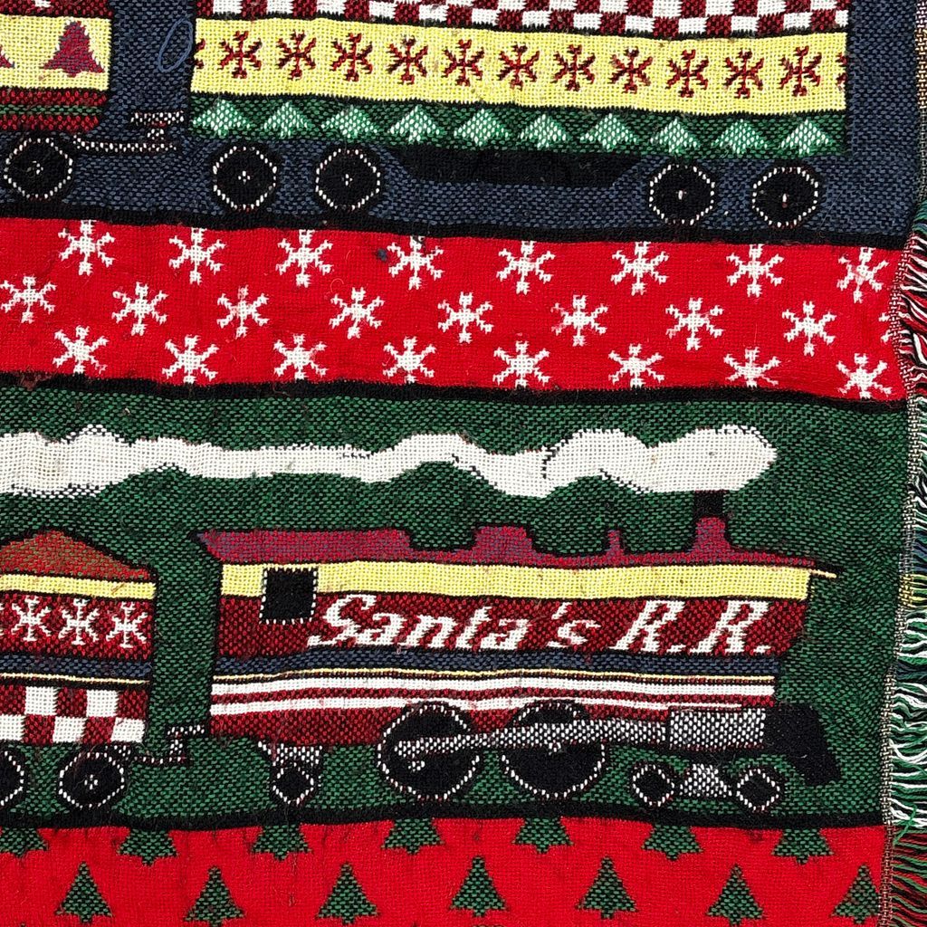 vintageラグ ブランケット マルチカバー タペストリー クリスマス 列車