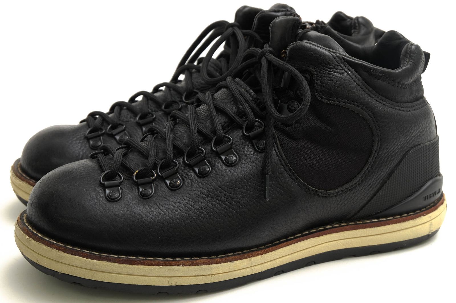 Visvim 마운틴 부츠 트레킹 부츠 남성 신발 남성용 가죽 천연 가죽 블랙 블랙 SERRA VEGGIE 사이드 지퍼 비브람 솔 텍스처 가죽 쉬링크 가죽