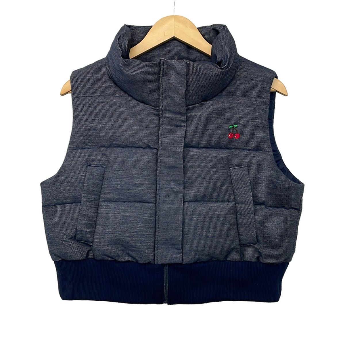 DOUBLE STANDARD CLOTHING(ダブルスタンダードクロージング) ダウンベスト サイズF レディース美品 - ネイビー×白 ショート丈/秋/冬