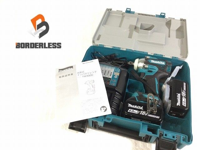 ☆未使用品☆makita マキタ 18V 充電式インパクトレンチ TW300DRGX バッテリ2個(18V6.0Ah) 充電器 ケース付 コードレス134593