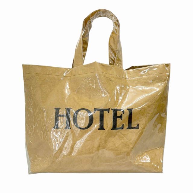 THE WEEKEND HOTEL ザ ウィークエンドホテル PVCBAG HOTEL BEIGE ロゴ ペーパー加工 トート バッグ ベージュ ブランド古着ベクトル 中古●▲260820