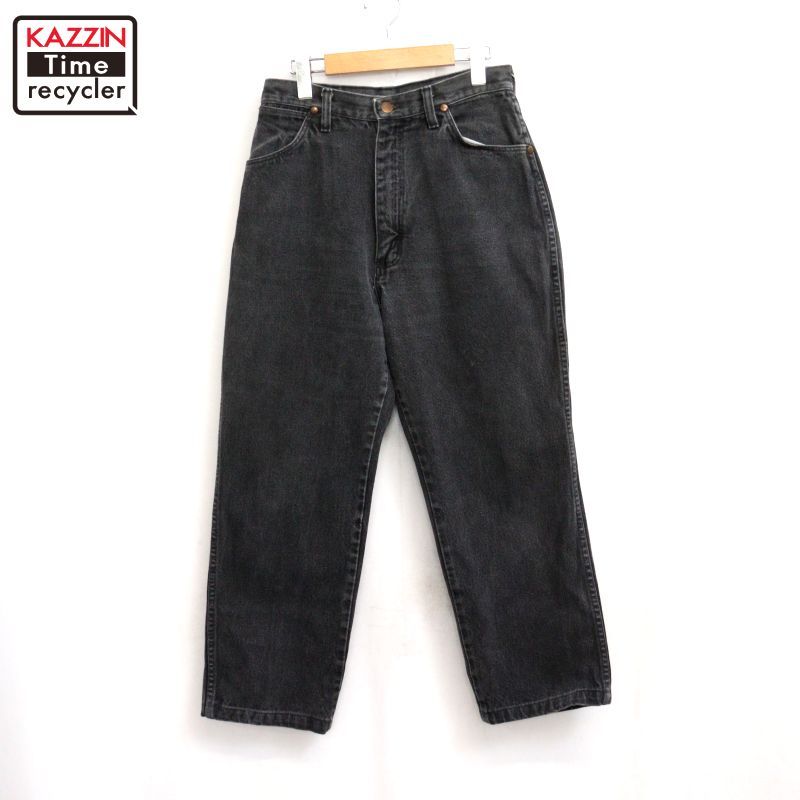90s USA製 vintage Wrangler 先染めブラック デニムパンツ レディース 表記12×30サイズ