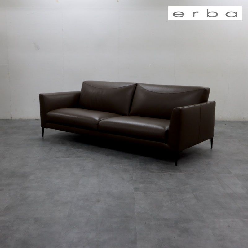 展示新同品 erba エルバ IDC大塚家具 イスタンテ 3Pソファ/3人掛けソファ W2040 レザー/総革 トープ色 イタリアモダン 60万