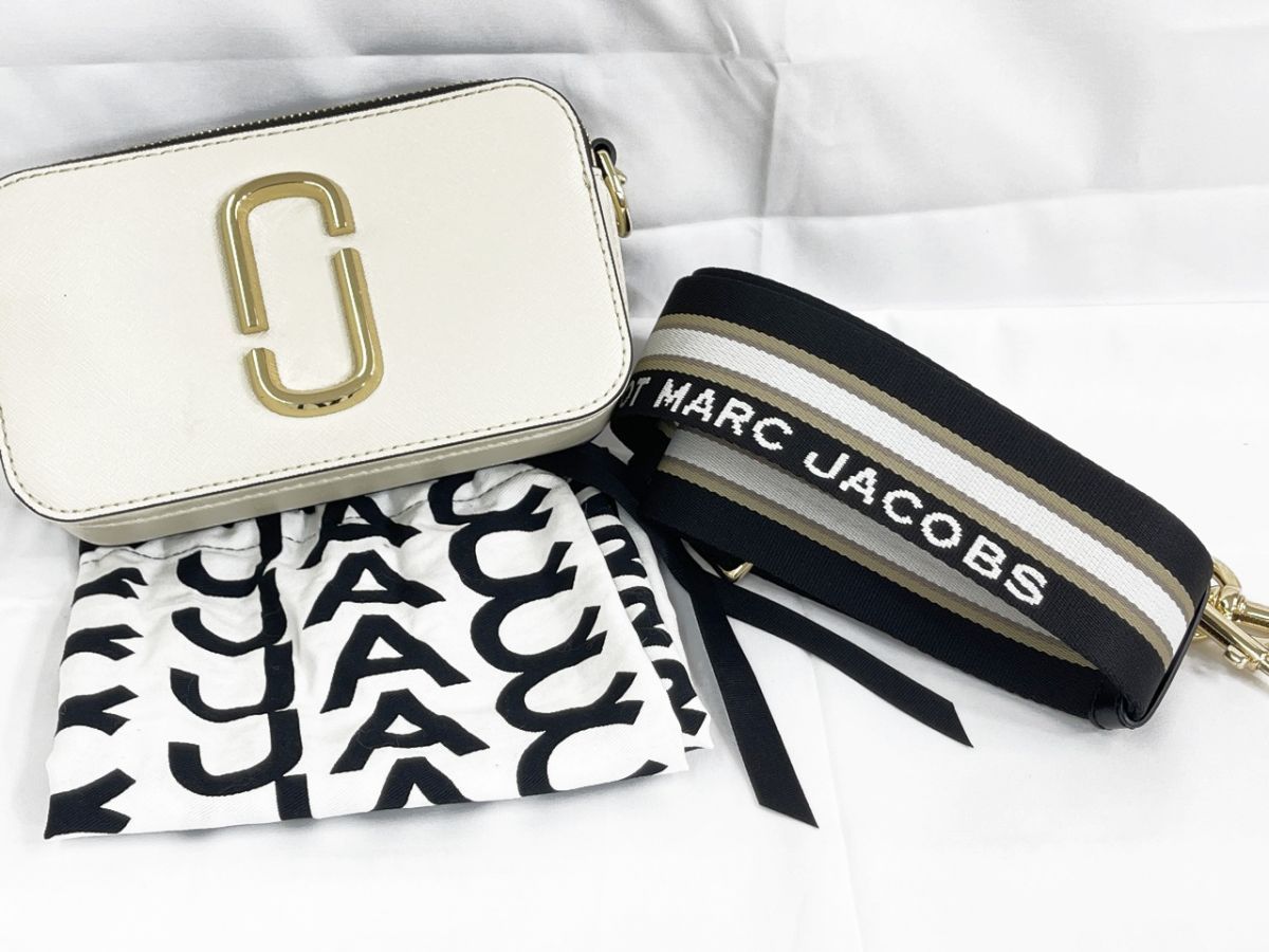 美品 MARC JACOBS マークジェイコブス スナップショット M0012007 ショルダー バッグ アイボリー×ブラック ■■◎レディース