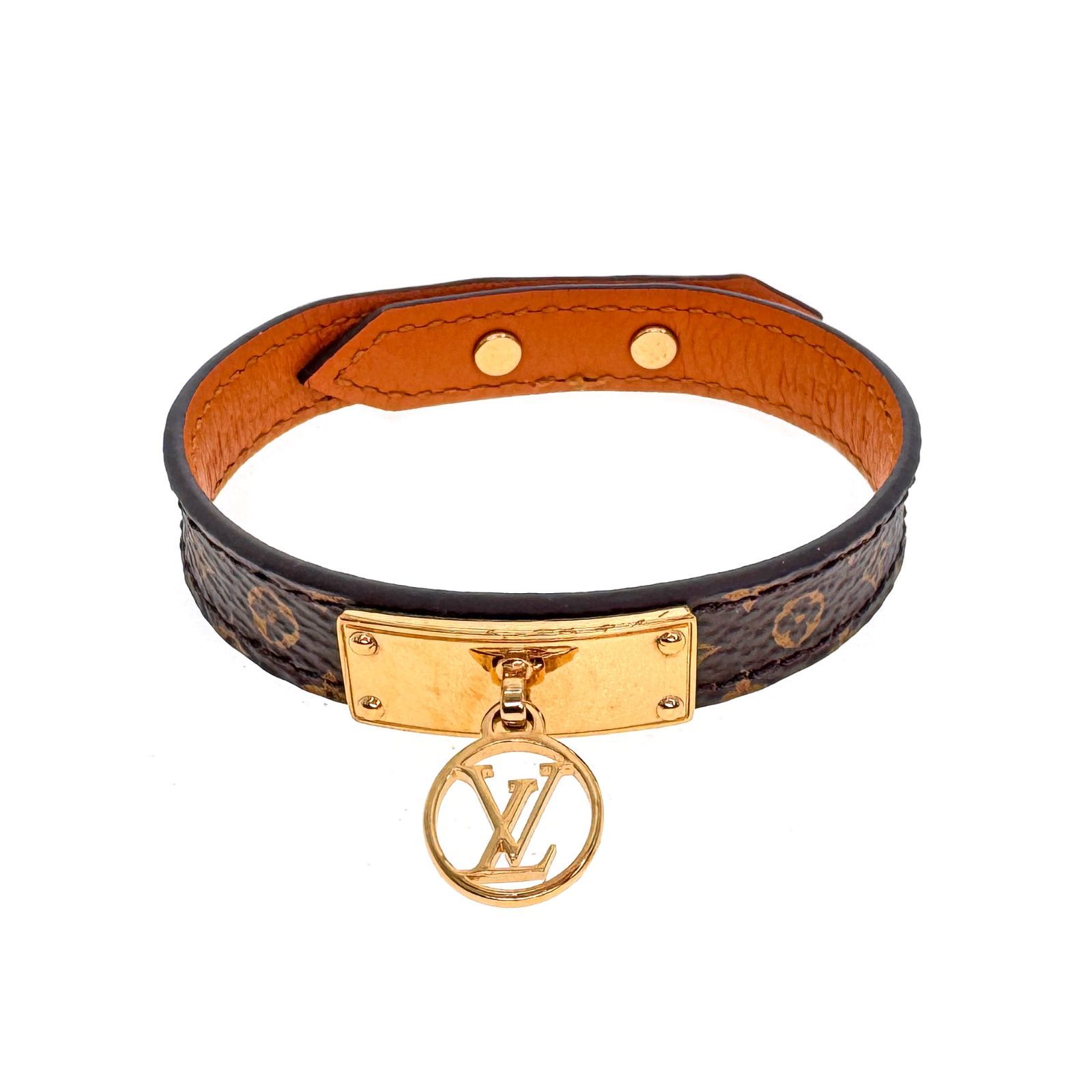 【中古】 LOUIS VUITTON ルイヴィトン M4150 ブラスレ・ロゴマニア ブレスレット バングル レディース メンズ 小物 ブラウン ゴールド ブランド