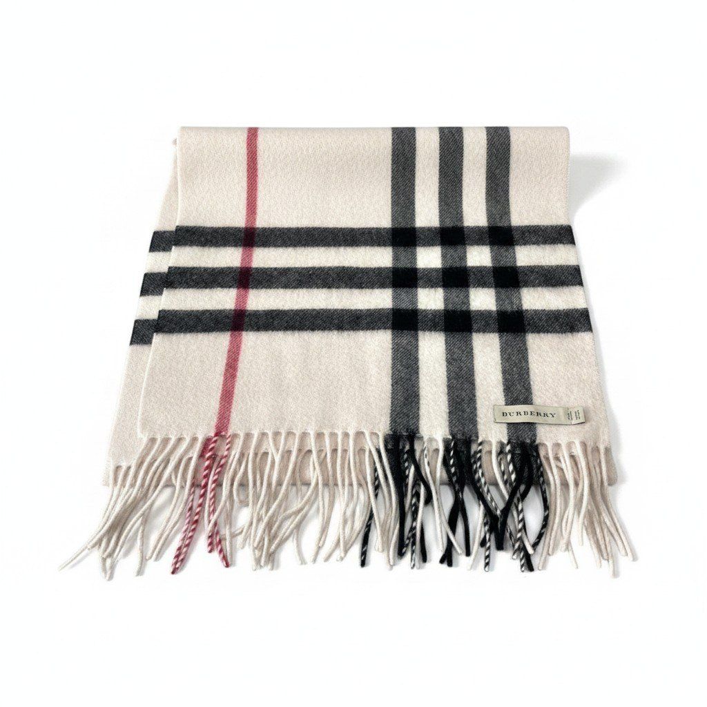 h20 BURBERRY バーバリー カシミヤ100% チェックマフラー Check Cashmere Scarf beige スカーフ スコットランド製t18r