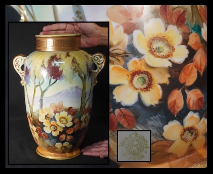 オールドノリタケ　花瓶　壷　Noritake　金彩　アンティーク　時代　NIPPON　ビンテージ　ハンドペイント　高さ約32.5㎝ 32,240円
