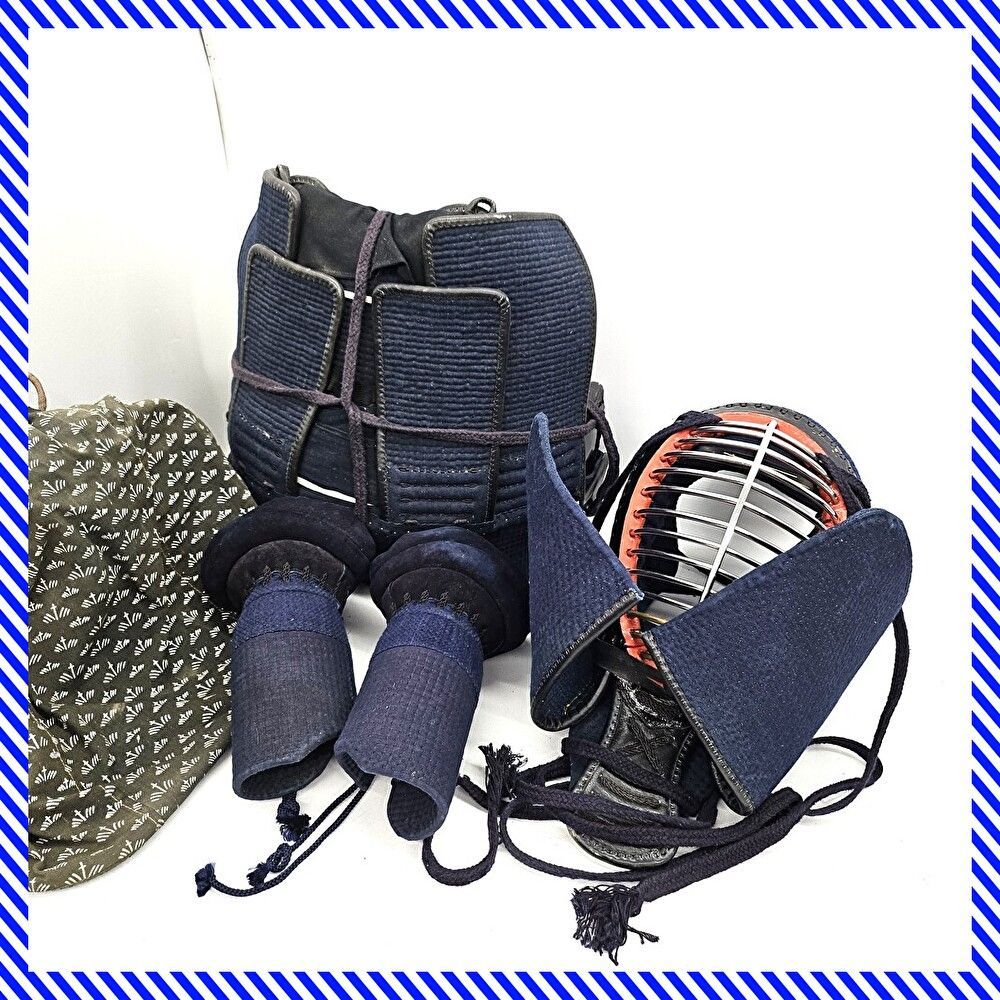 剣道防具 フルセット 八洲塗 胴 面 垂 小手（甲手） 布団 刺し 松勘製 防具袋付き 年代物 レトロ 12,780円