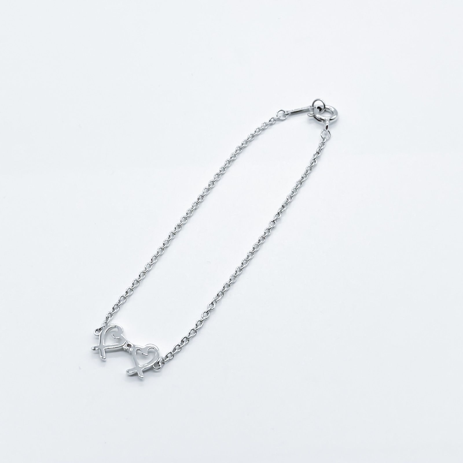 TIFFANY&Co. ティファニー ダブルラビングハート ブレスレット ダイヤ1P シルバー 925 A498