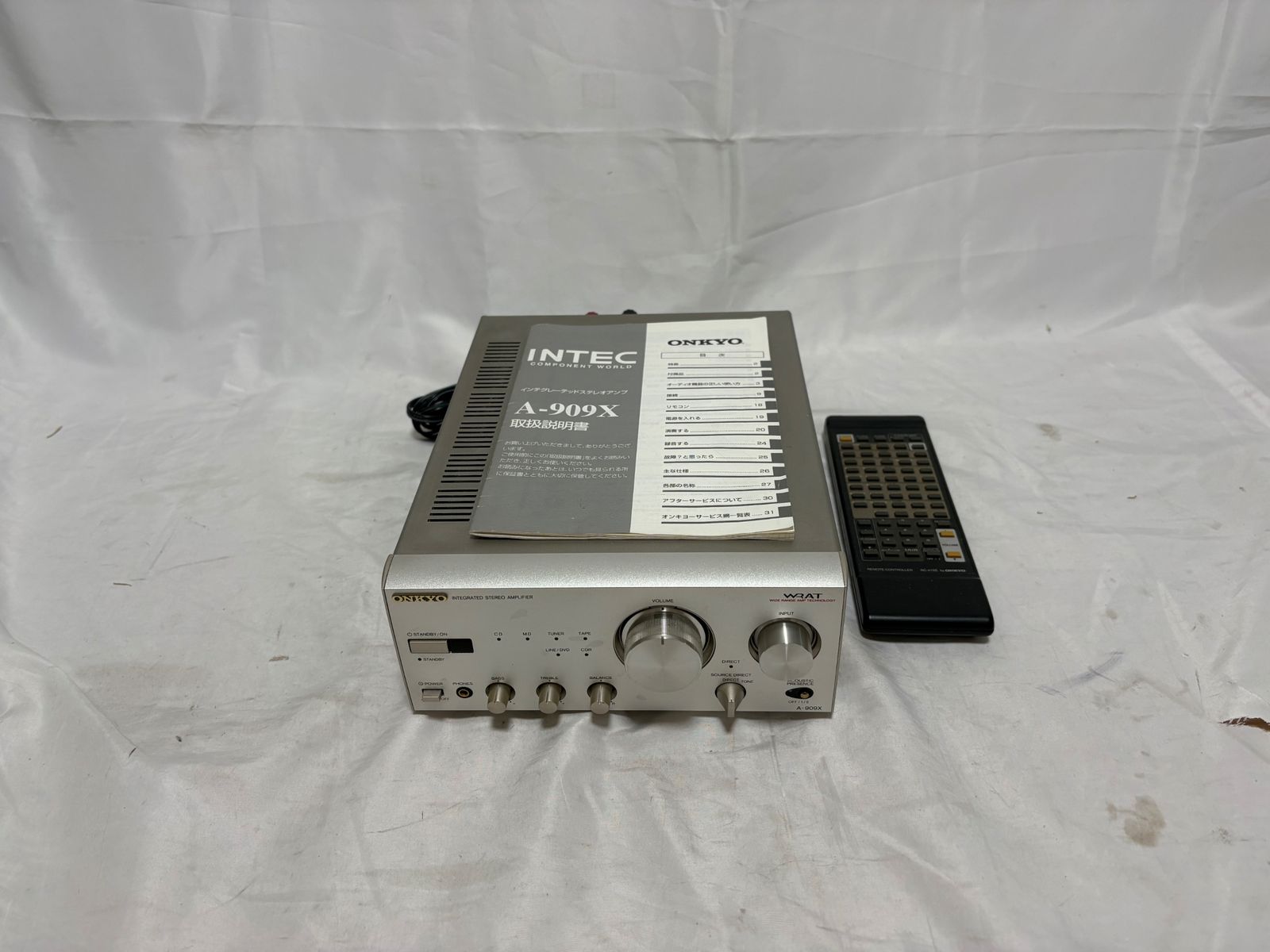 ◆ オンキヨー ONKYO プリメインアンプ A-909X シルバー リモコン 取扱説明書付 1400-5270