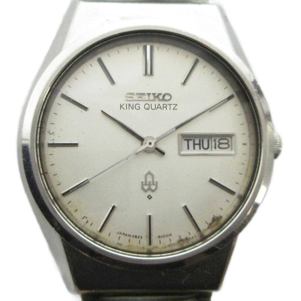 セイコー SEIKO 4823-8100 KING QUARTZ 腕時計 クォーツ ウォッチ カレンダー付き デイト シルバー色 ■GY18 /MQ